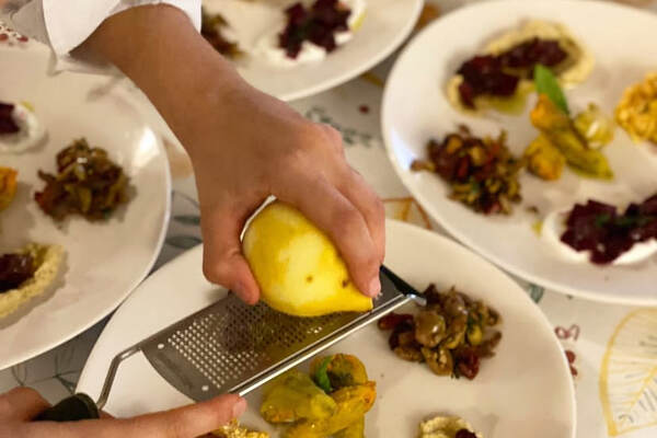 Chef preparing plates