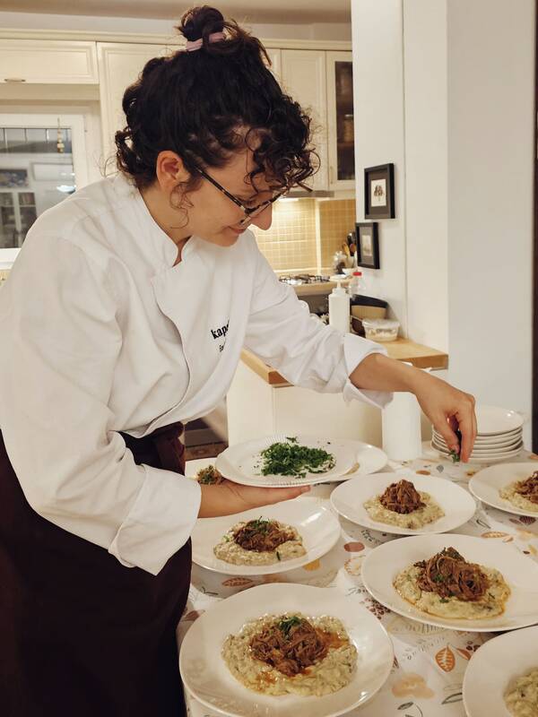 Chef Ece plating fine dining course